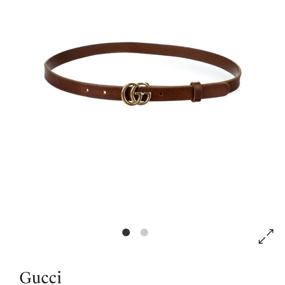 Gucci Brown Belt with Gold-Tone Hardware (Skinny Belt)